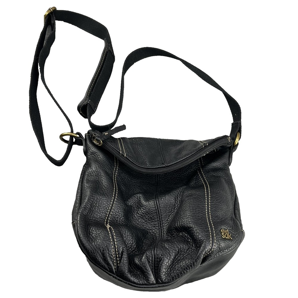 The Sak Leather Shoulder Bag Purse Womens Black Boho Chic Academia Travel Career